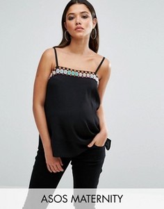 Топ с вышивкой ASOS Maternity - Черный
