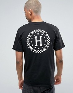 Футболка с принтом в клетку на спине HUF - Черный