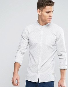Белая приталенная тканая рубашка в полоску с воротником на пуговице Minimum Justo - Кремовый