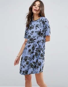 Свободное асимметричное платье с цветочным принтом ASOS - Мульти