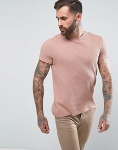 Светло-розовая фактурная футболка с вафельной текстурой ASOS - Розовый