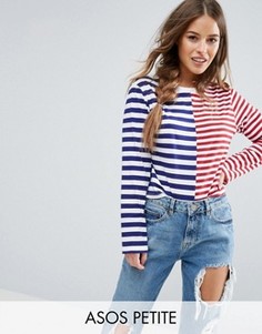 Свободная футболка с контрастными полосками ASOS PETITE - Мульти