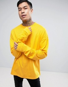 Желтый свободный лонгслив с удлиненными рукавами ASOS - Желтый