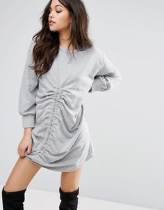 Платье-футболка с присборенной отделкой спереди PrettyLittleThing - Серый