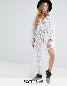 Платье-туника макси из кружева кроше Reclaimed Vintage Inspired - Белый