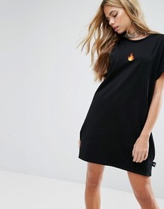 Платье-футболка с вышитым пламенем Adolescent Clothing - Черный