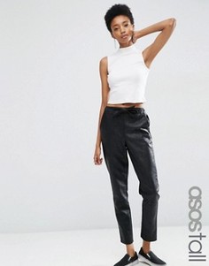 Джоггеры из искусственной кожи с завязкой ASOS TALL - Черный