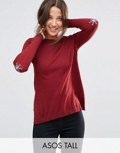 Джемпер с рождественскими заплатками-снежинками на локтях ASOS TALL - Красный