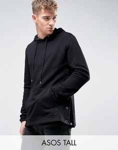 Черное худи с кнопками по бокам ASOS TALL - Черный