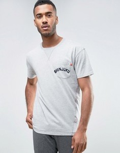 Футболка с ассиметричными швом и карманом в японском стиле Jack &amp; Jones Originals - Серый