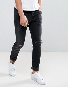 Черные узкие джинсы с дырками на коленях Jack &amp; Jones Intelligence - Синий