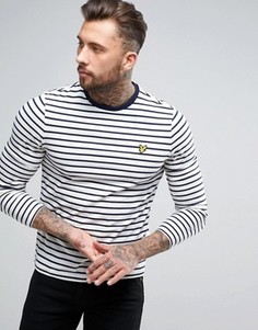 Белый лонгслив классического кроя в бретонскую полоску с логотипом Lyle &amp; Scott - Белый