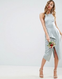 Платье-футляр миди с драпировкой на спине ASOS WEDDING - Зеленый