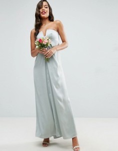 Платье-бандо макси со складками ASOS WEDDING - Зеленый