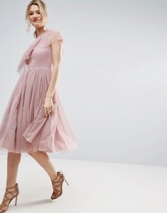 Платье миди на одно плечо из тюля ASOS - Фиолетовый