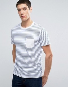 Футболка в полоску с контрастным карманом Selected Homme - Синий