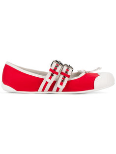 Satin and Grosgrain Buckled Ballerina Shoes Miu Miu