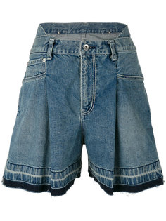 джинсовые расклешенные шорты  Sacai