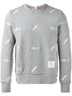 embroidered shark sweatshirt  Thom Browne