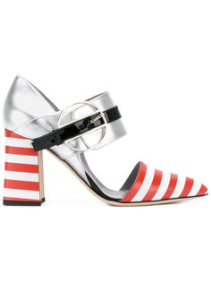 полосатые туфли с ремешком Pollini