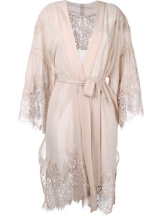 lace trim wrap dress Gold Hawk