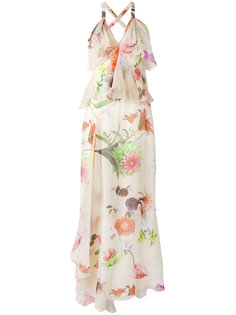 многослойное платье с цветочным принтом  Blumarine