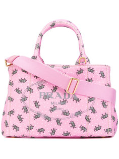 elephants print tote Prada