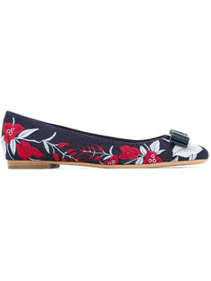 джинсовые балетки с вышивкой Salvatore Ferragamo
