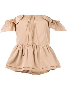 layered ruffle bardot top Rochas