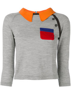 contrast collar knitted top Prada