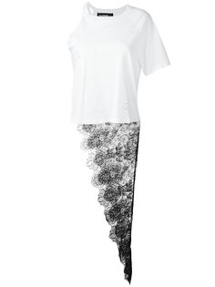 Penny one shoulder lace panel T-shirt Filles A Papa