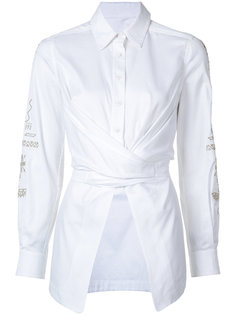 embroidered sleeve wrap blouse Yigal Azrouel