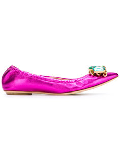 stone embellished pointed ballerinas Casadei