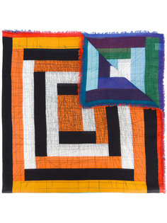 шарф с геометрическим рисунком и бахромой Faliero Sarti