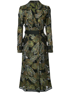 leaf embroidered trench coat Yigal Azrouel