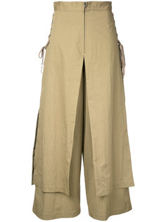 lace up layered wide trousers G.V.G.V.