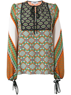 multi-print longsleeved blouse MSGM