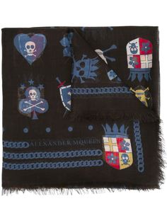 шарф с принтом гербов и черепов Alexander McQueen