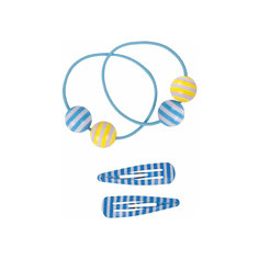 Набор резинок и заколок 4шт для девочки BUTTON BLUE