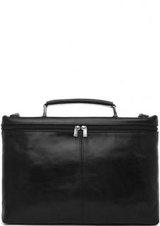 Кожаный портфель на двухзамковой молнии Sergio Belotti