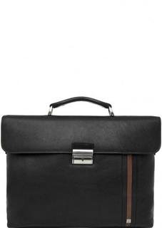 Черный кожаный портфель с одним отделом Sergio Belotti