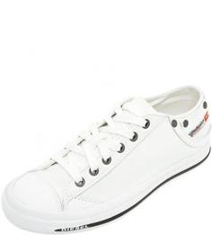 Кожаные кеды с текстильными вставками Diesel