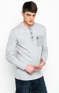 Серая футболка с вырезом на пуговицах G Star RAW