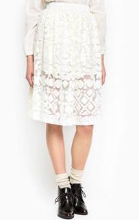 Расклешенная юбка молочного цвета Pinko