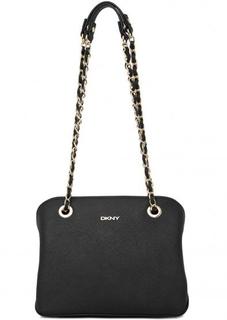 Черная кожаная сумка через плечо Dkny