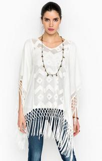 Пончо из хлопка с бахромой Mexx
