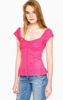 Хлопковая блуза с глубоким вырезом Guess