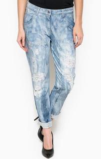 Голубые джинсы с потертостями Trussardi Jeans