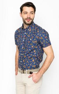 Синяя рубашка с принтом Barbour