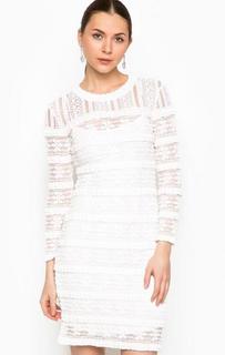 Белое платье с кружевными вставками Pinko